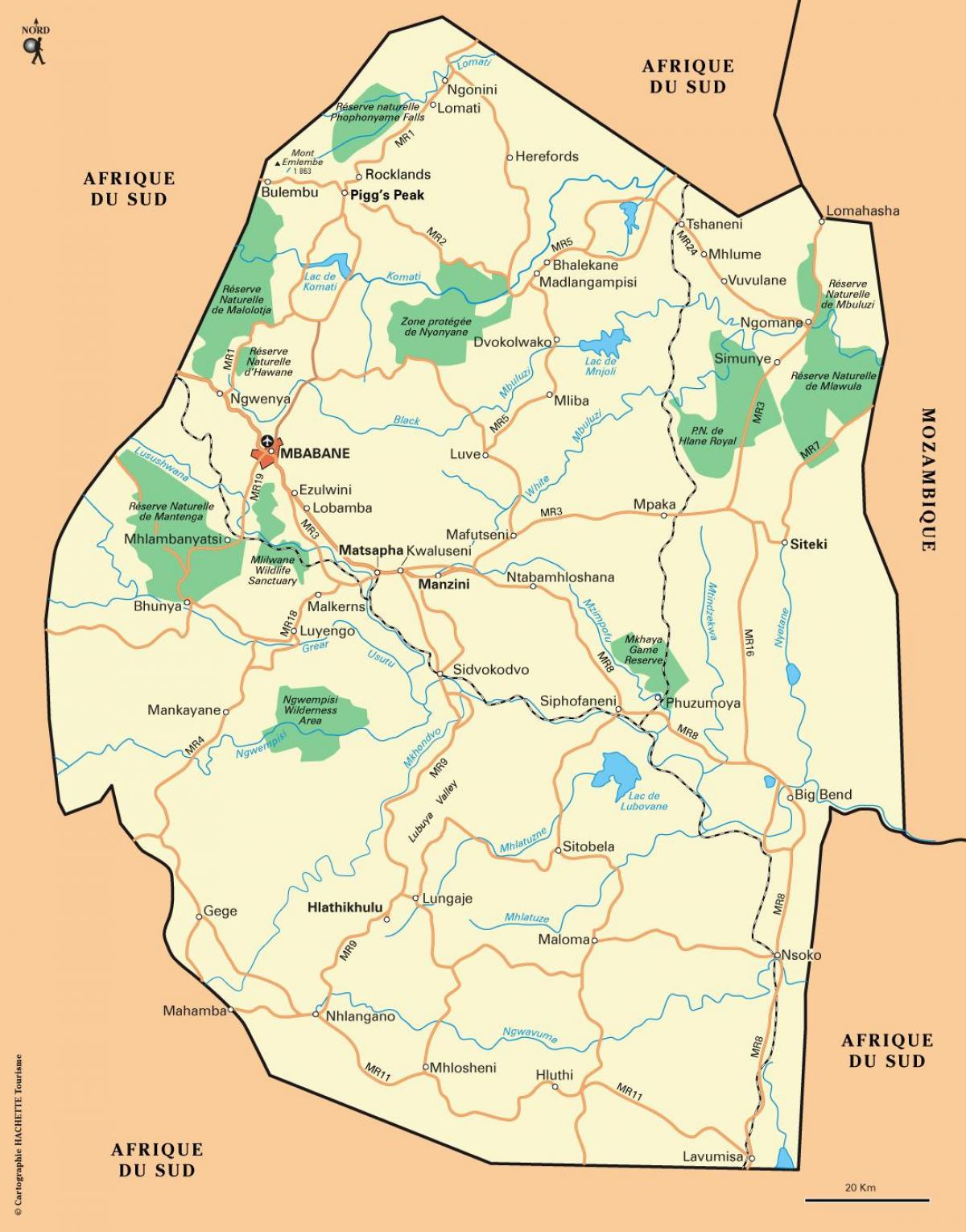 ezulwini vallei Swaziland kaart