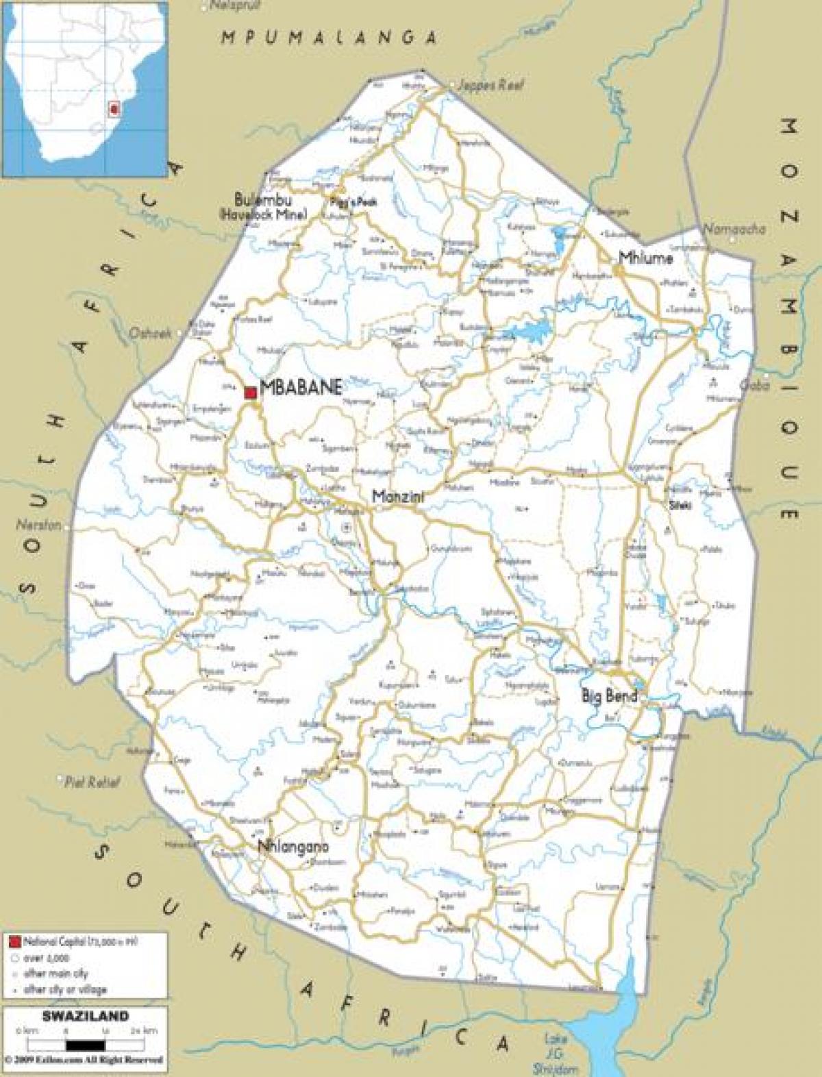 Kaart van mbabane Swaziland