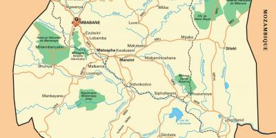 Ezulwini vallei Swaziland kaart