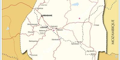 Kaart van Swaziland steden